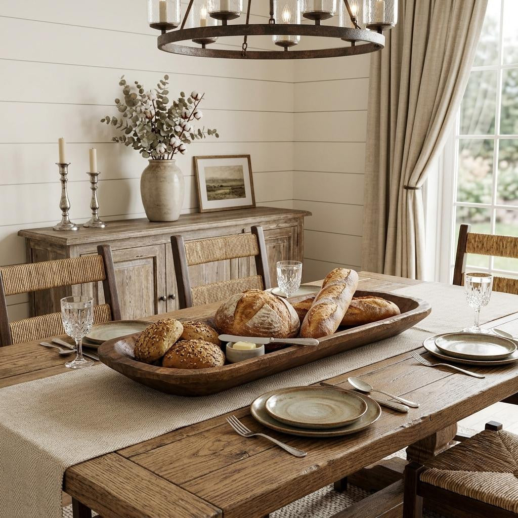 40" Natural Solid Wood Oval Dough Bowl
