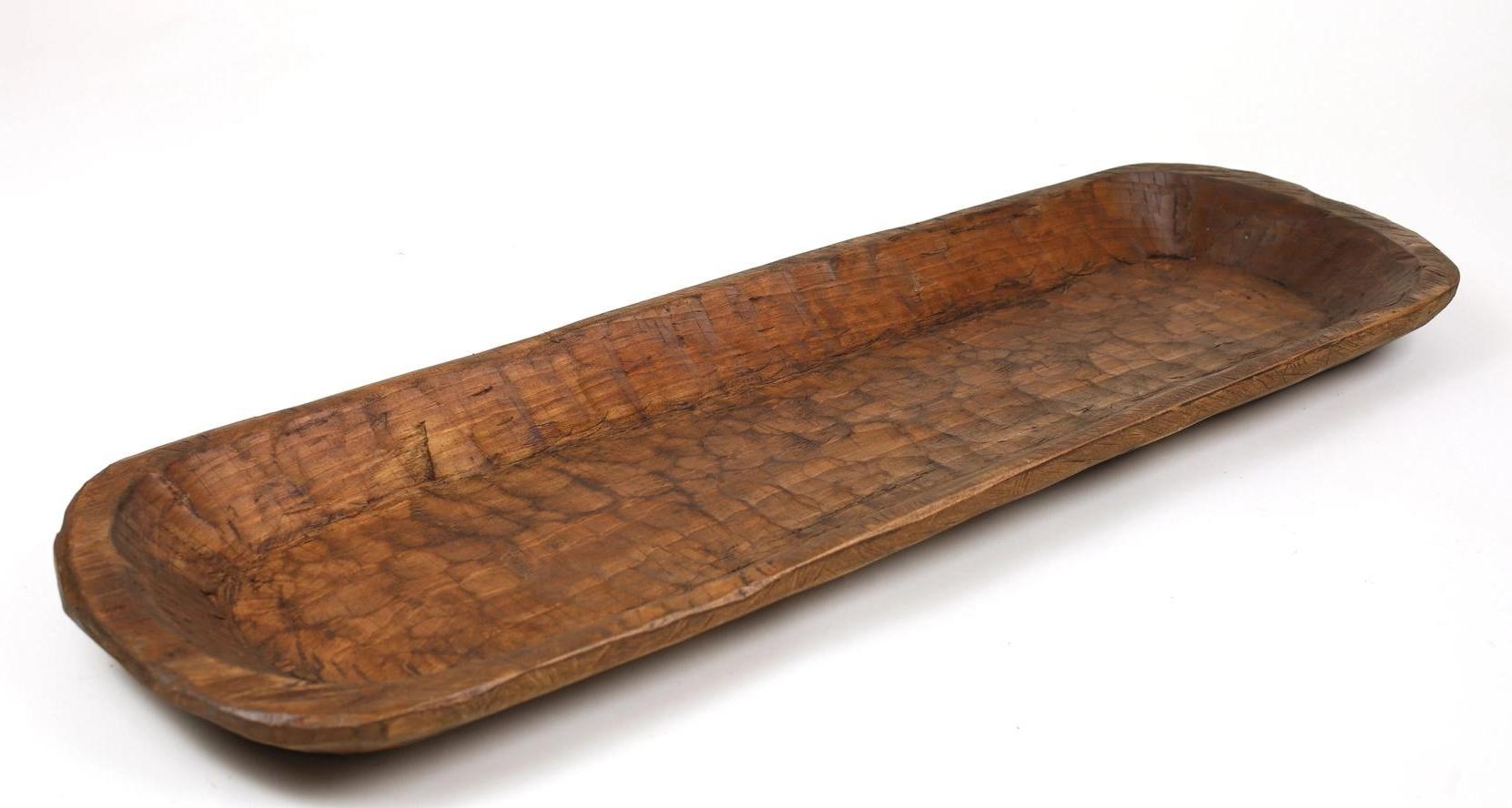 40" Natural Solid Wood Oval Dough Bowl