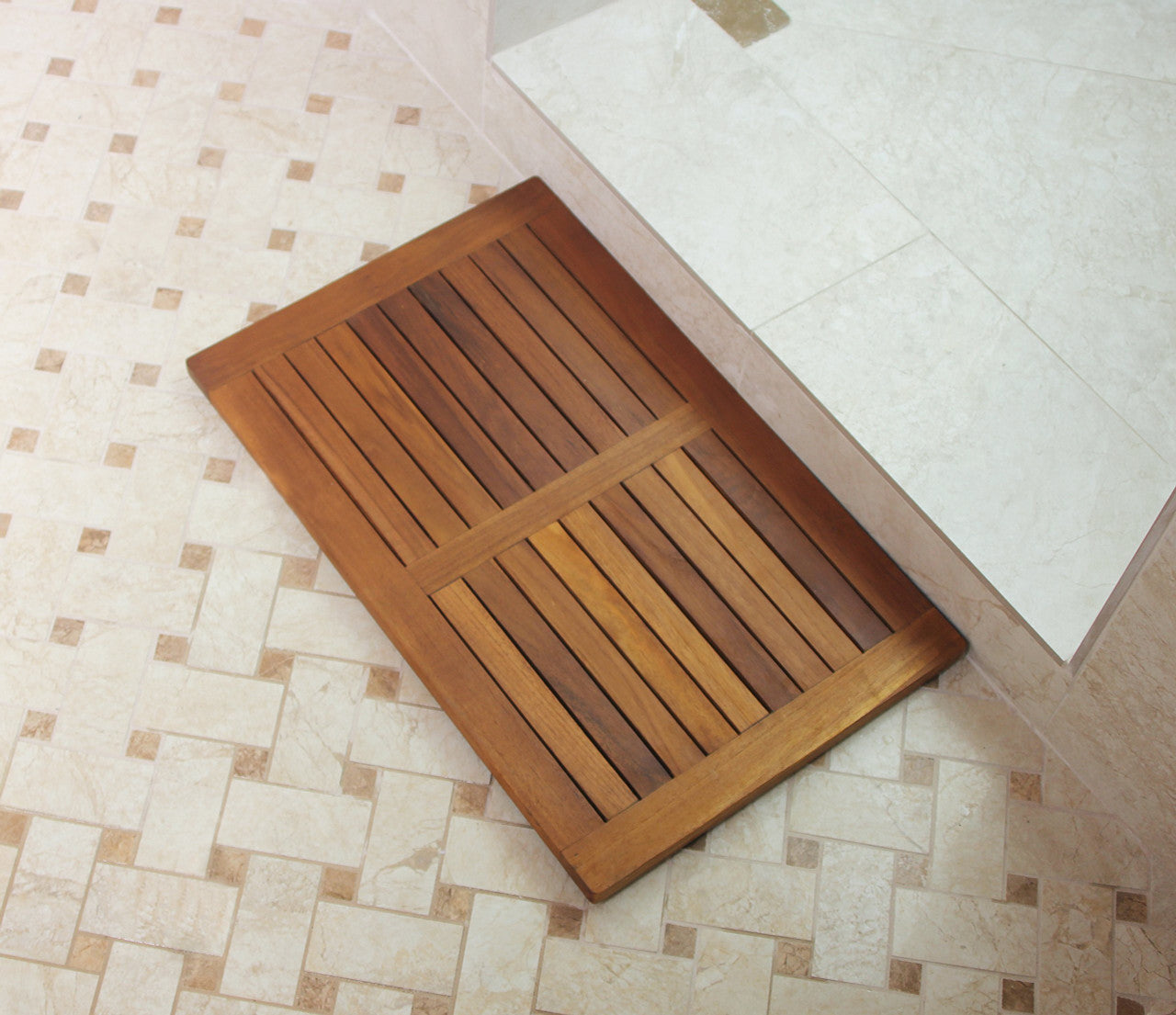 22" Natural Teak Non Slip Bath Mat