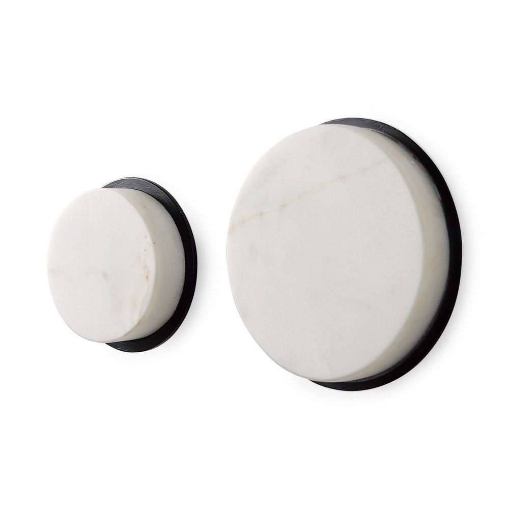 Set of Two White Marble Sphere Decorative Wall Sculpture