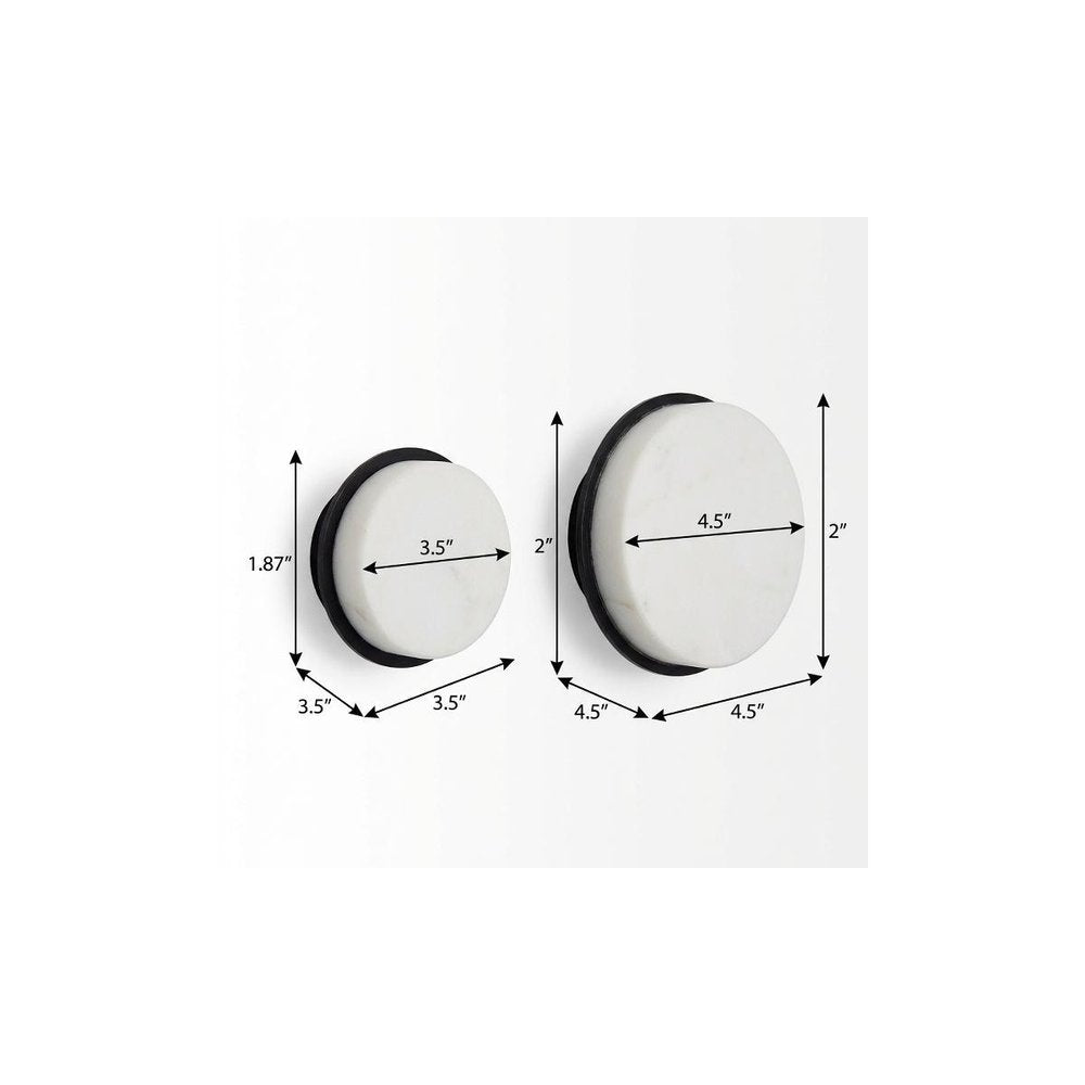 Set of Two White Marble Sphere Decorative Wall Sculpture