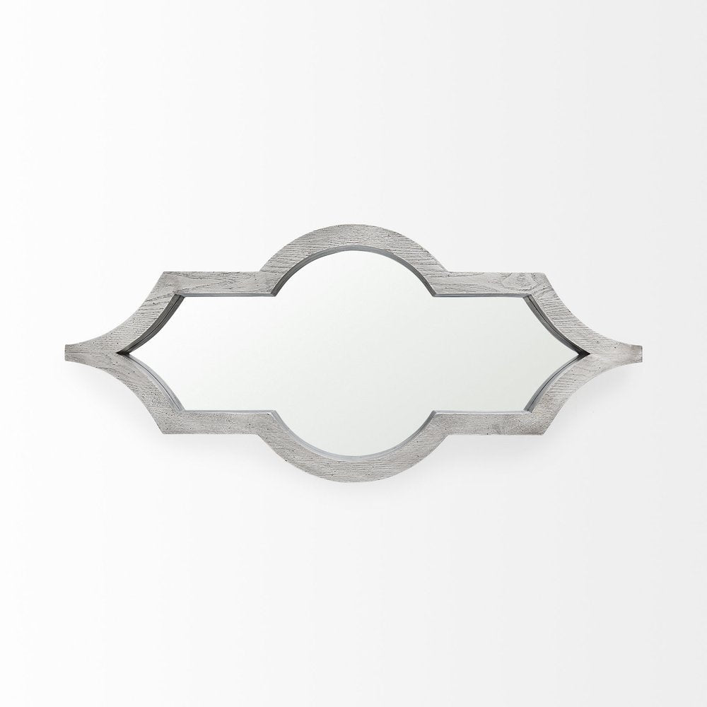 34" White Solid Wood Quatrefoil Framed Accent Mirror