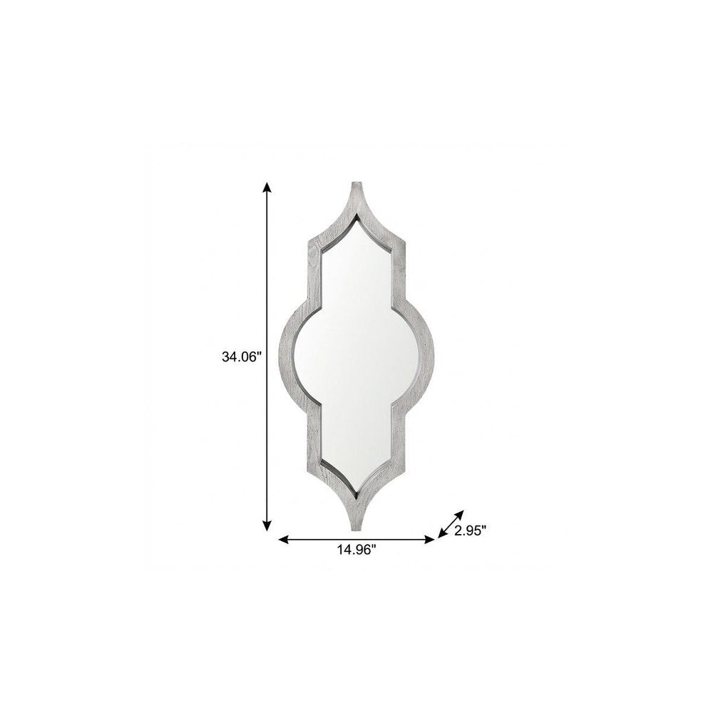 34" White Solid Wood Quatrefoil Framed Accent Mirror