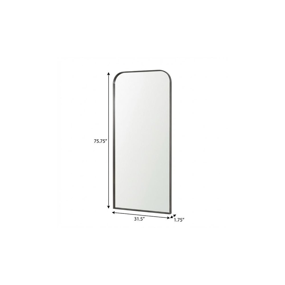 76" Black Metal Arch Framed Full Length Hanging Mirror