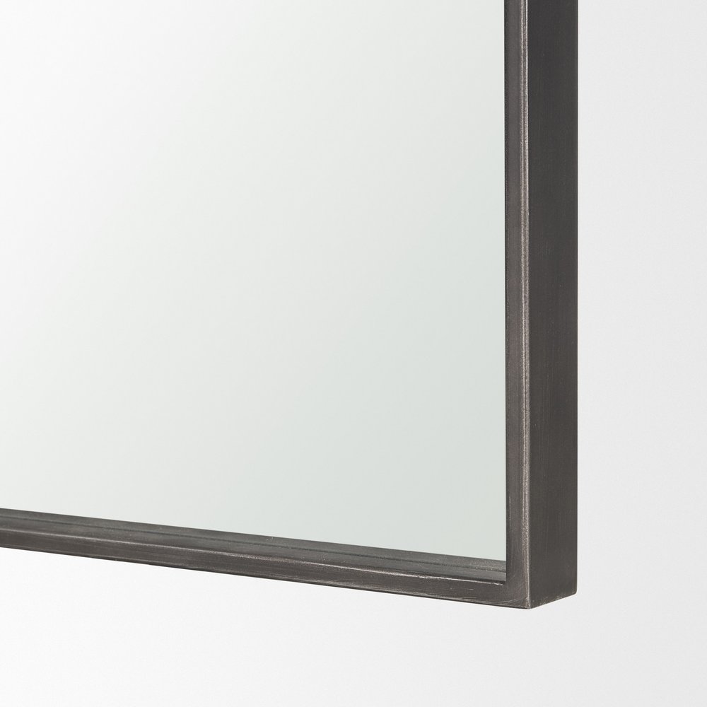 76" Black Metal Arch Framed Full Length Hanging Mirror