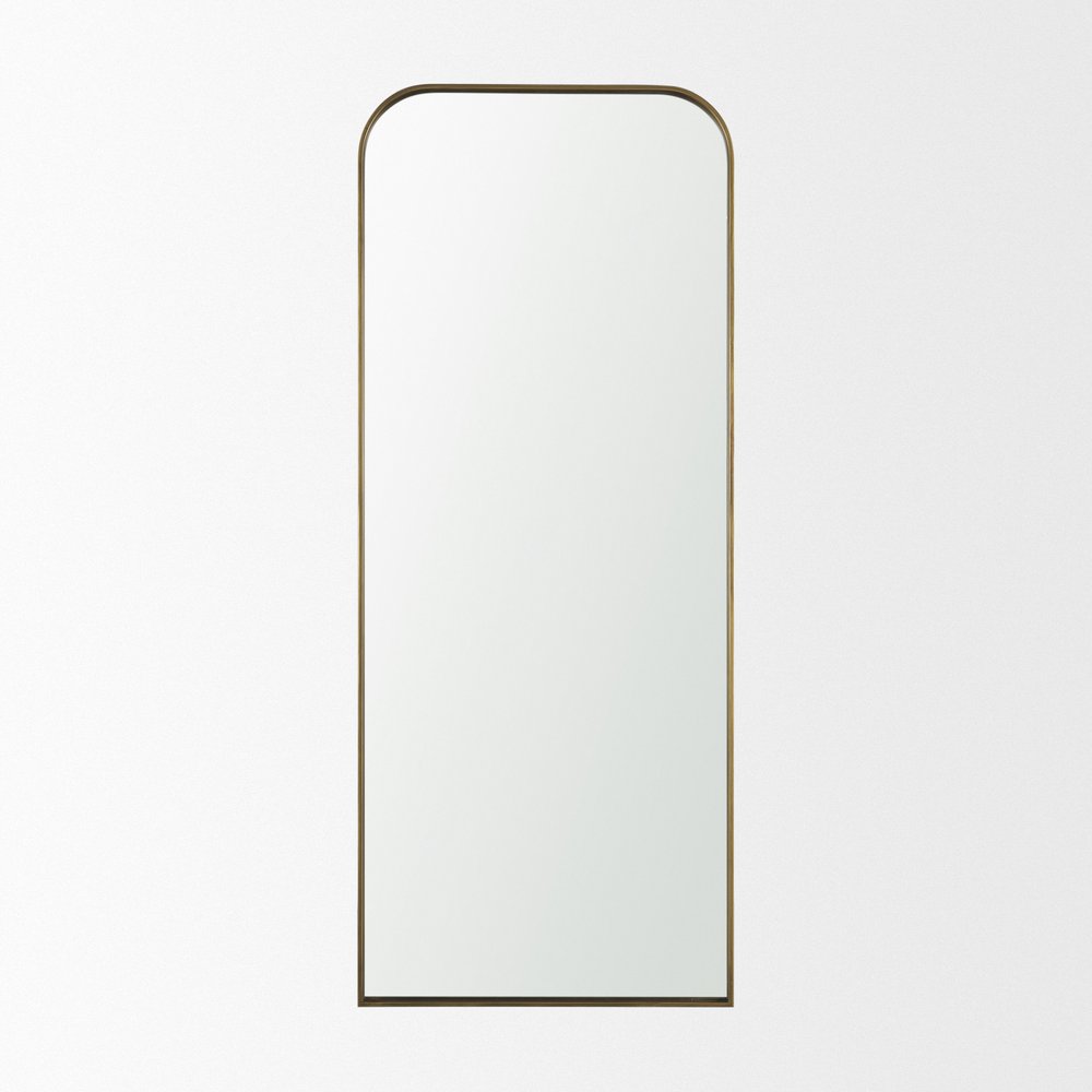 76" Black Metal Arch Framed Full Length Hanging Mirror