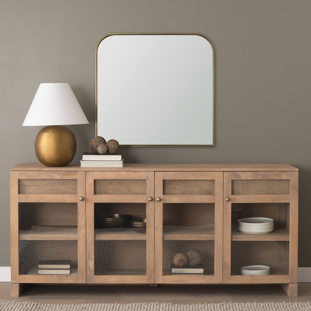 34" Gold Metal Square Framed Accent Mirror