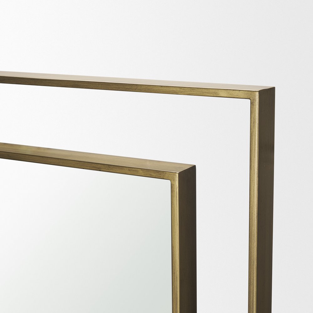43" Gold Metal Geometric Framed Accent Mirror