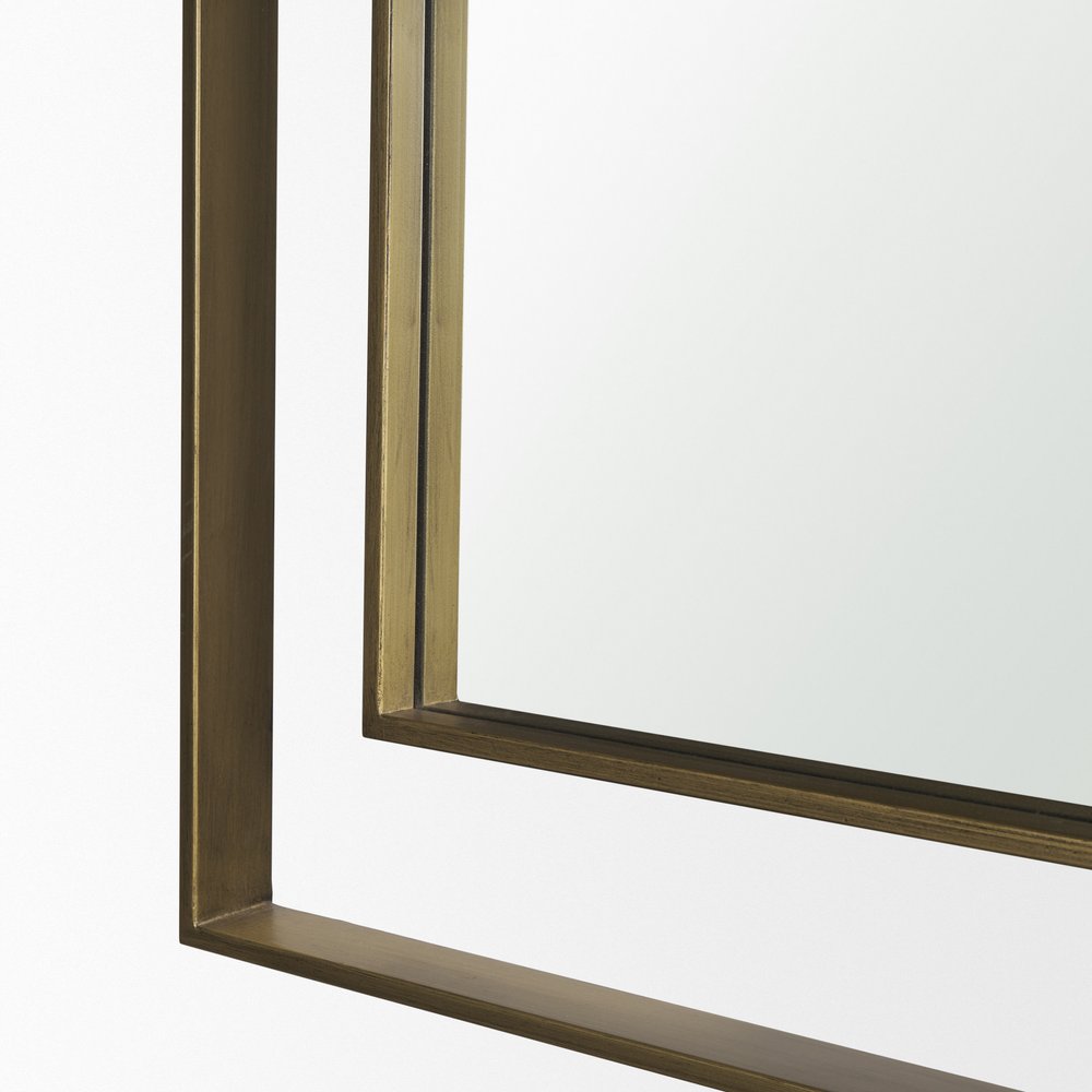43" Gold Metal Geometric Framed Accent Mirror