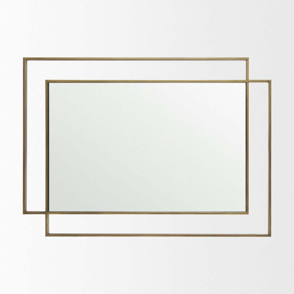 43" Gold Metal Geometric Framed Accent Mirror