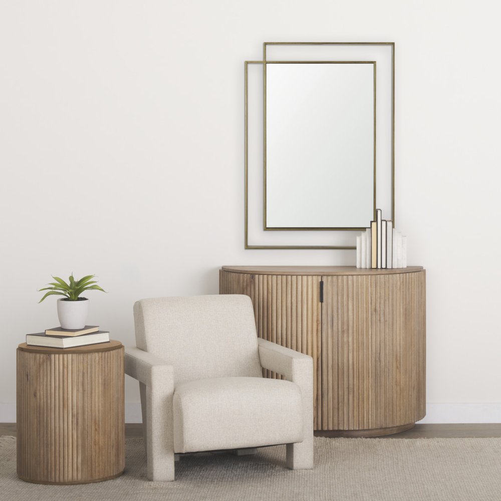 43" Gold Metal Geometric Framed Accent Mirror