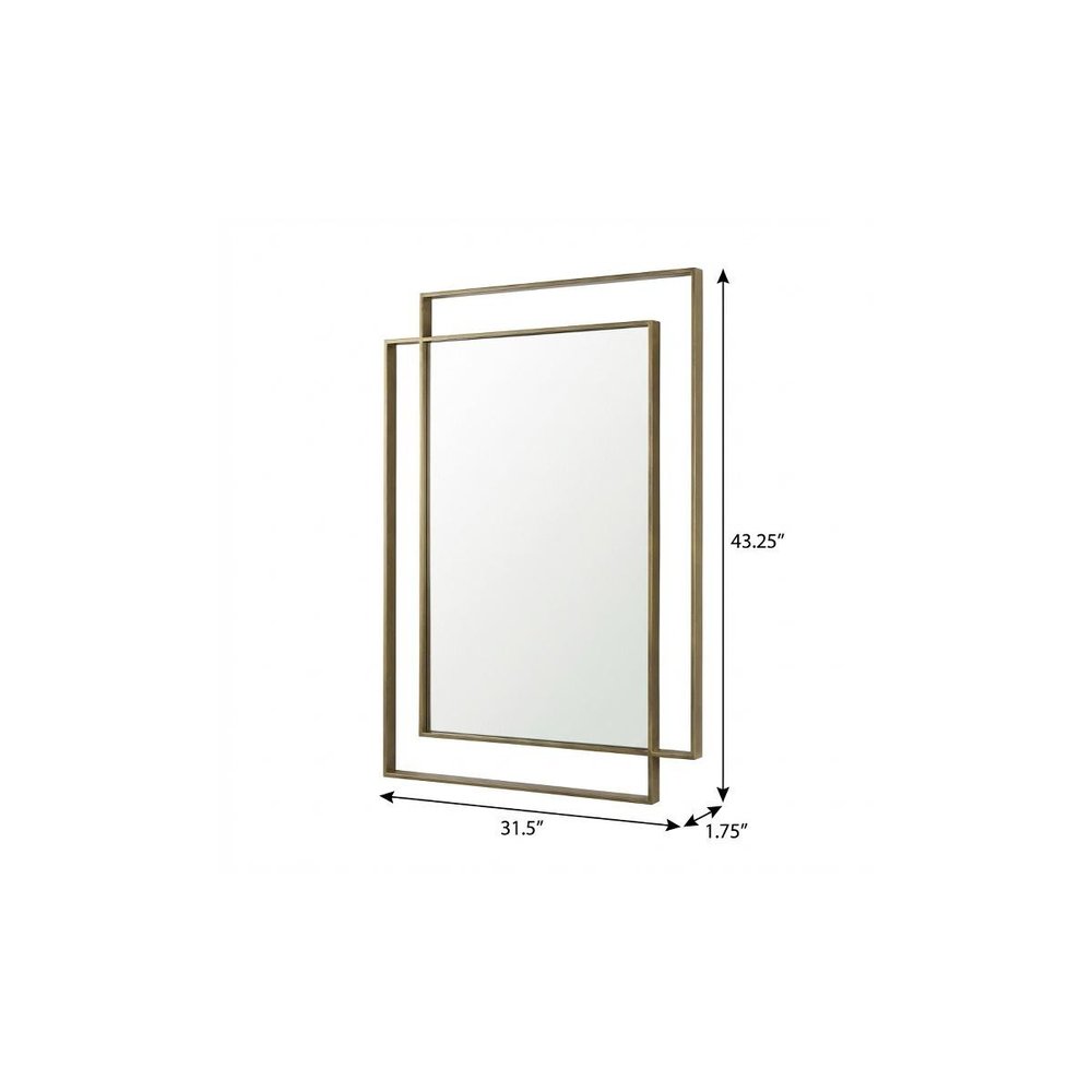 43" Gold Metal Geometric Framed Accent Mirror