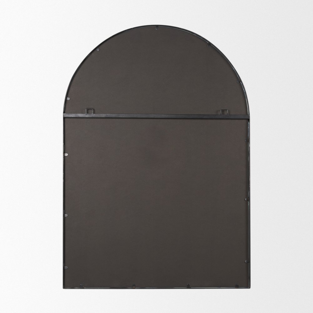 48" Black Metal Arch Geometric Framed Accent Mirror