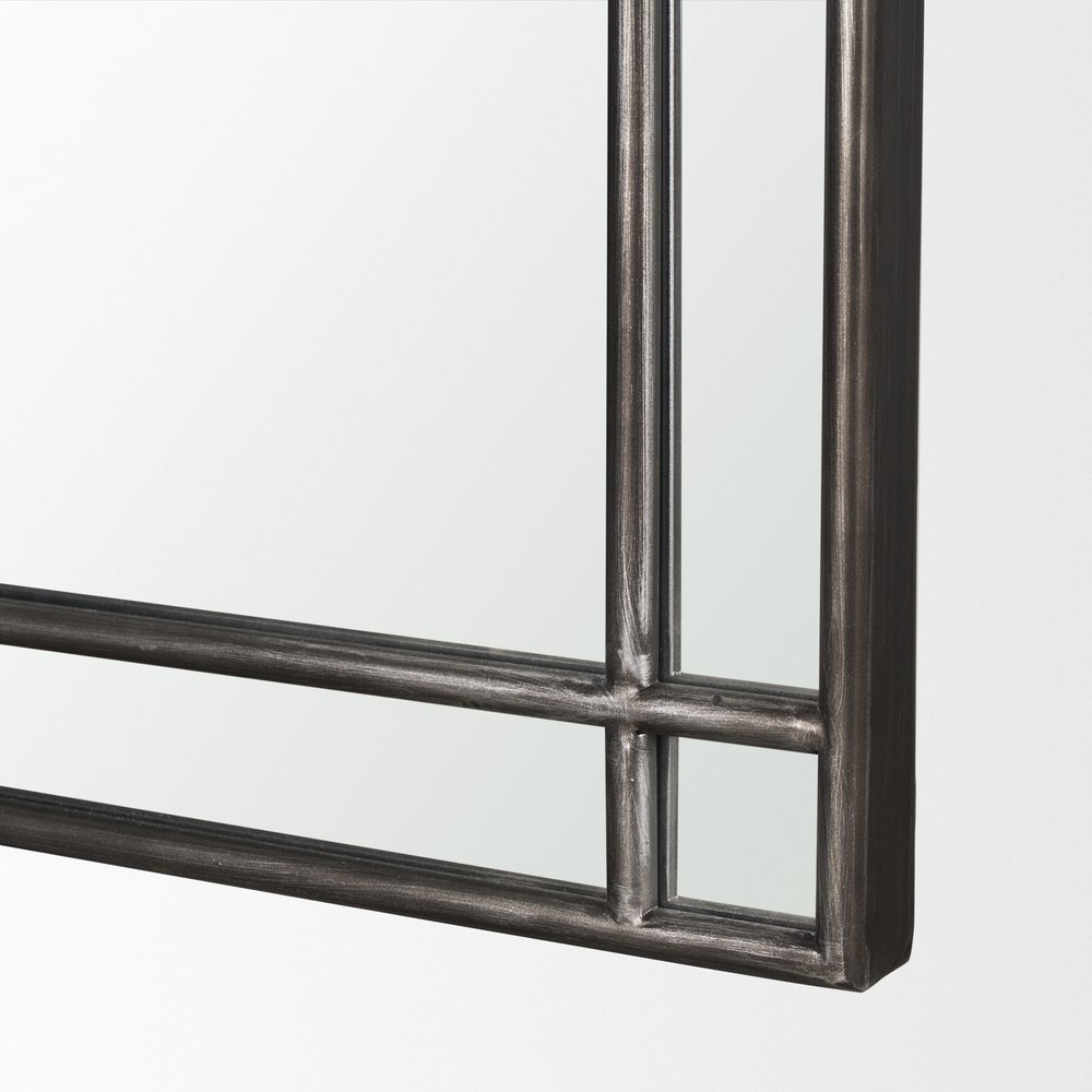 48" Black Metal Arch Geometric Framed Accent Mirror