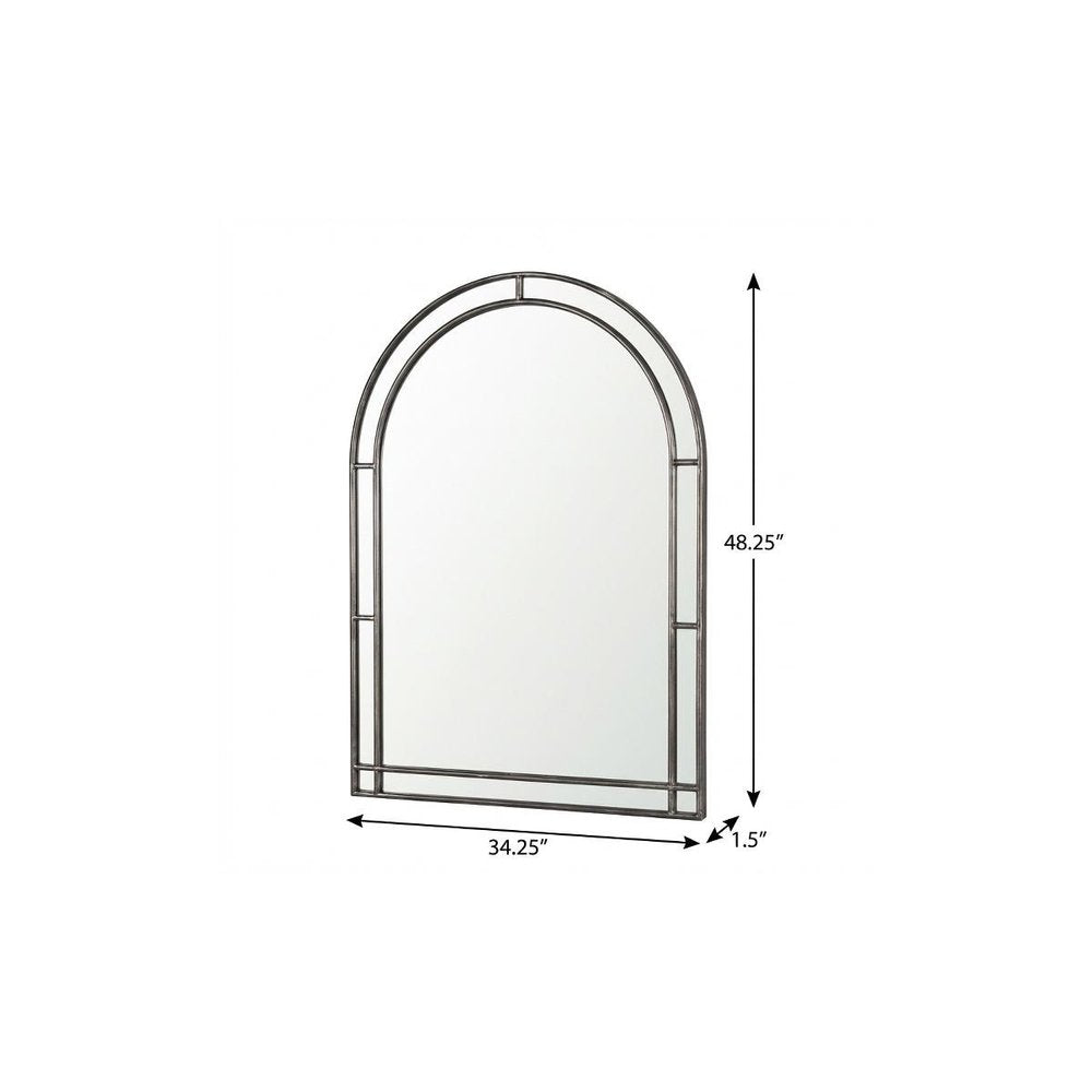 48" Black Metal Arch Geometric Framed Accent Mirror