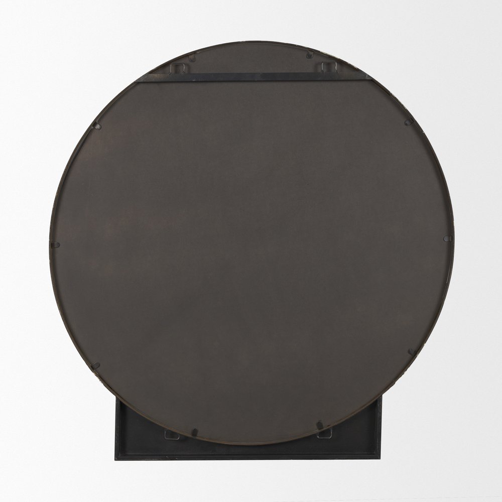 38" Gold Metal Round Framed Accent Mirror