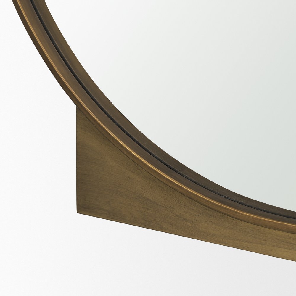 38" Gold Metal Round Framed Accent Mirror