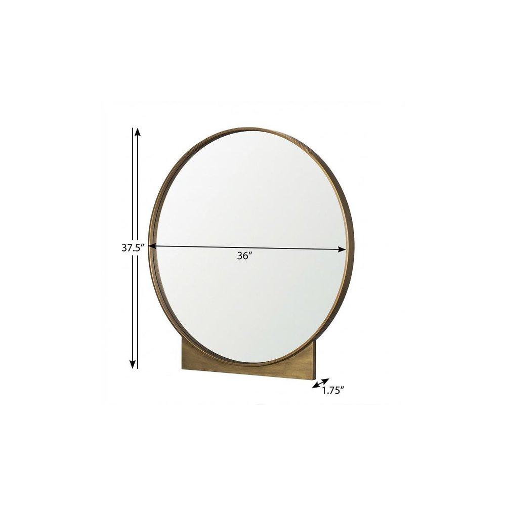 38" Gold Metal Round Framed Accent Mirror