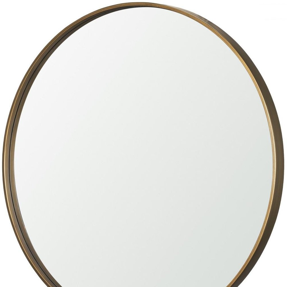 38" Gold Metal Round Framed Accent Mirror