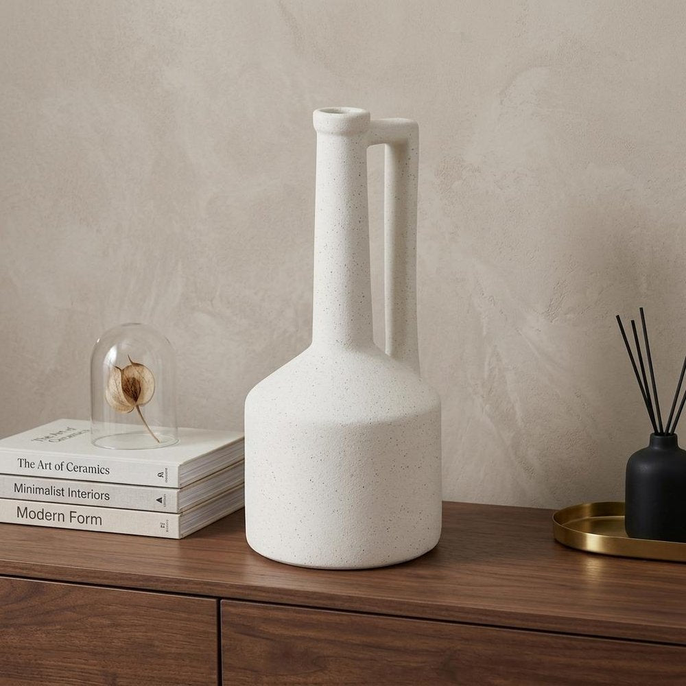 13" White Ceramic Table Vase