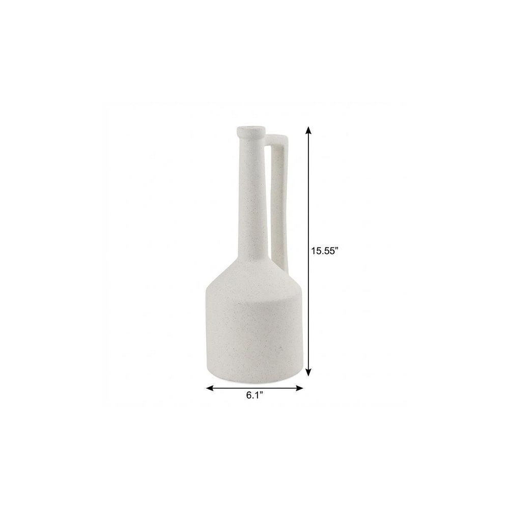 16" White Ceramic Table Vase