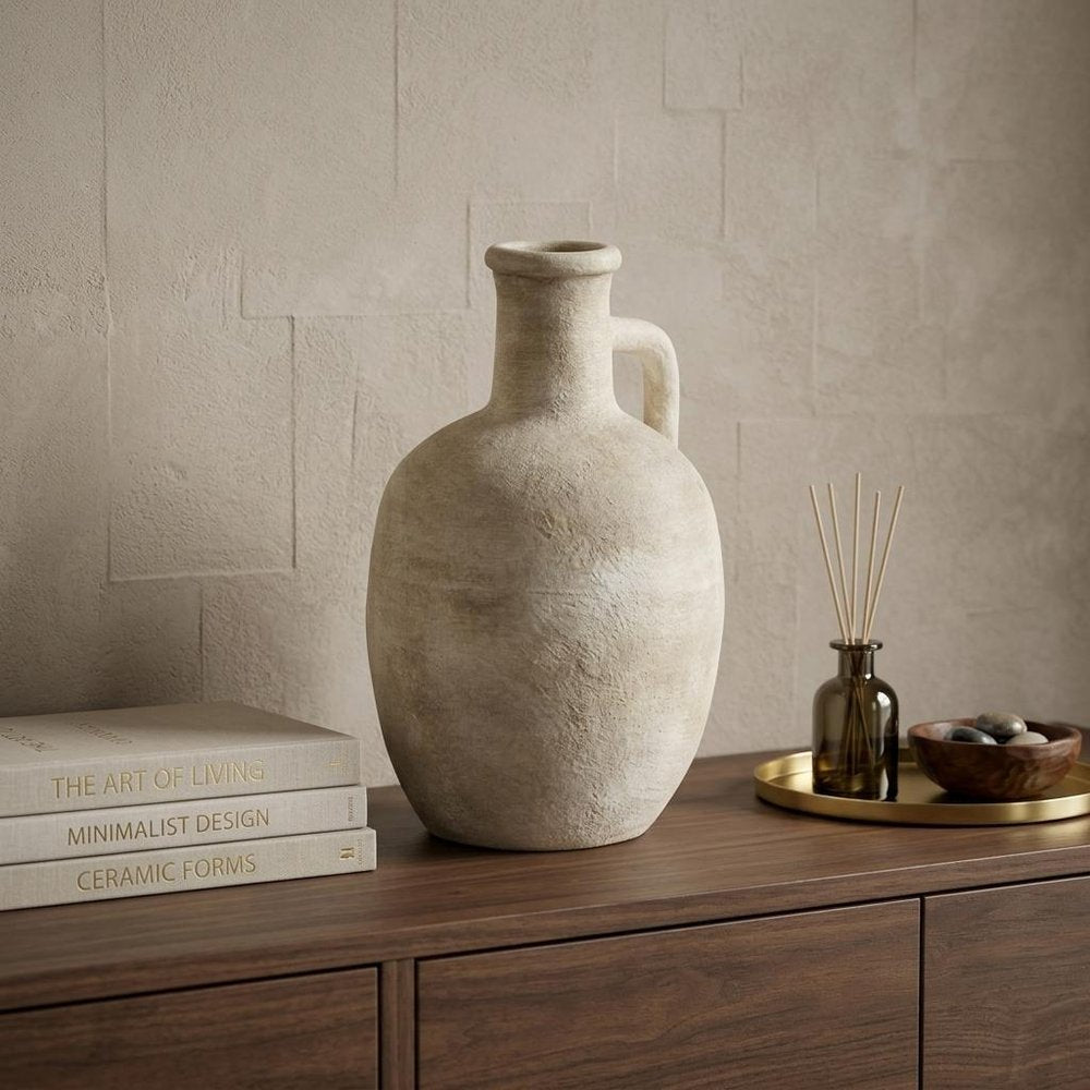9" Beige Ceramic Table Vase