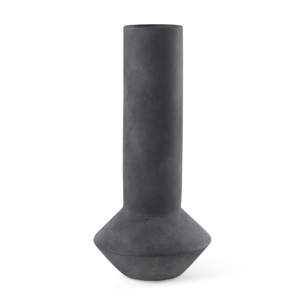 15" Black Ceramic Tulip Table Vase