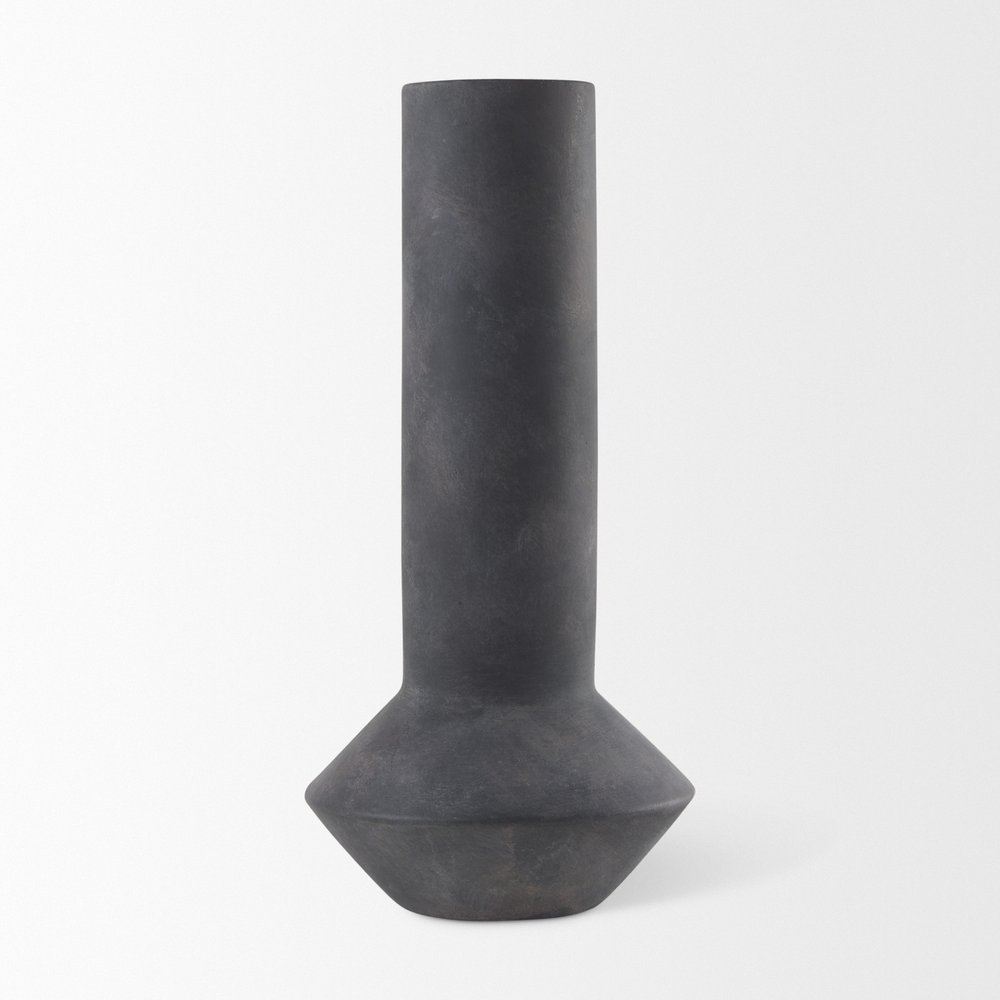 15" Black Ceramic Tulip Table Vase
