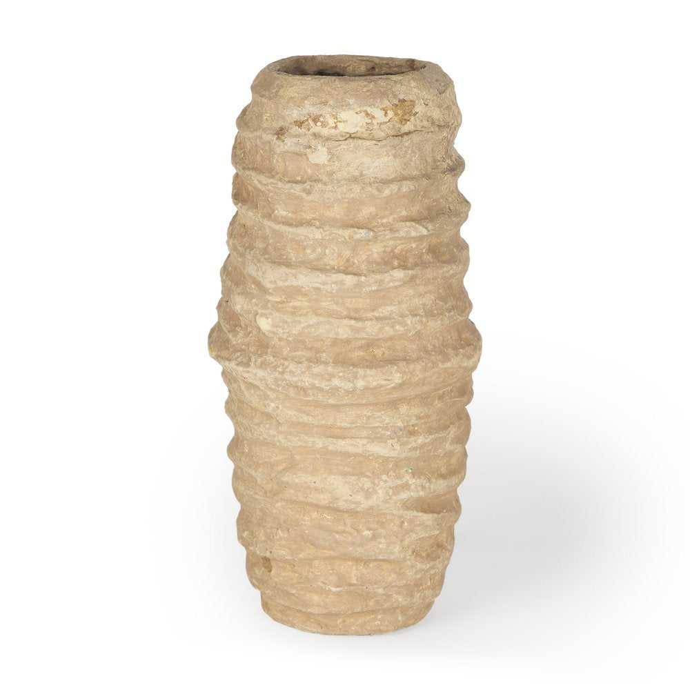 12" Beige Paper Mache Table Vase