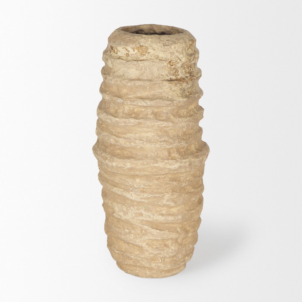 12" Beige Paper Mache Table Vase