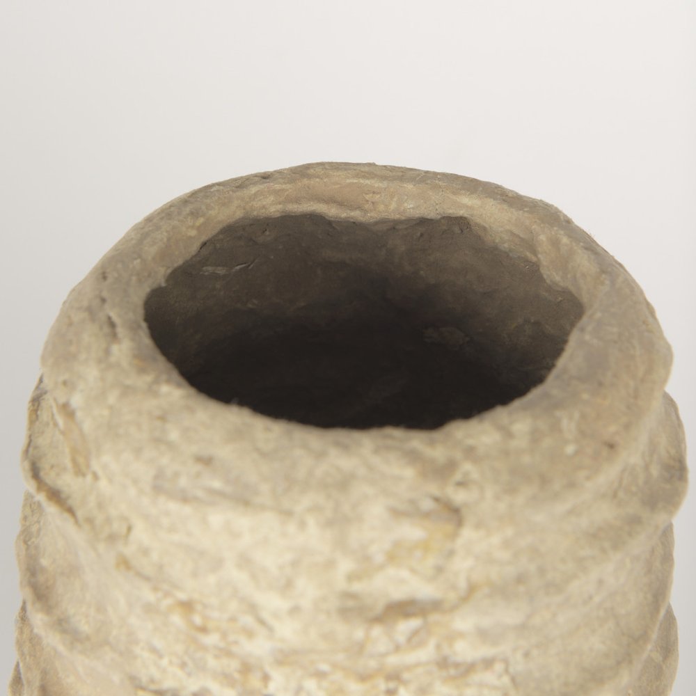 12" Beige Paper Mache Table Vase