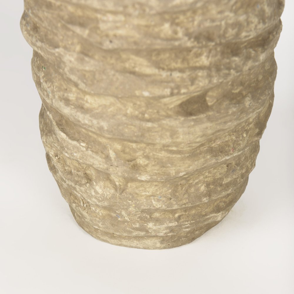 12" Beige Paper Mache Table Vase