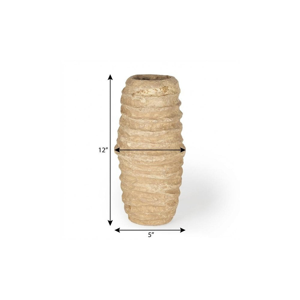 12" Beige Paper Mache Table Vase