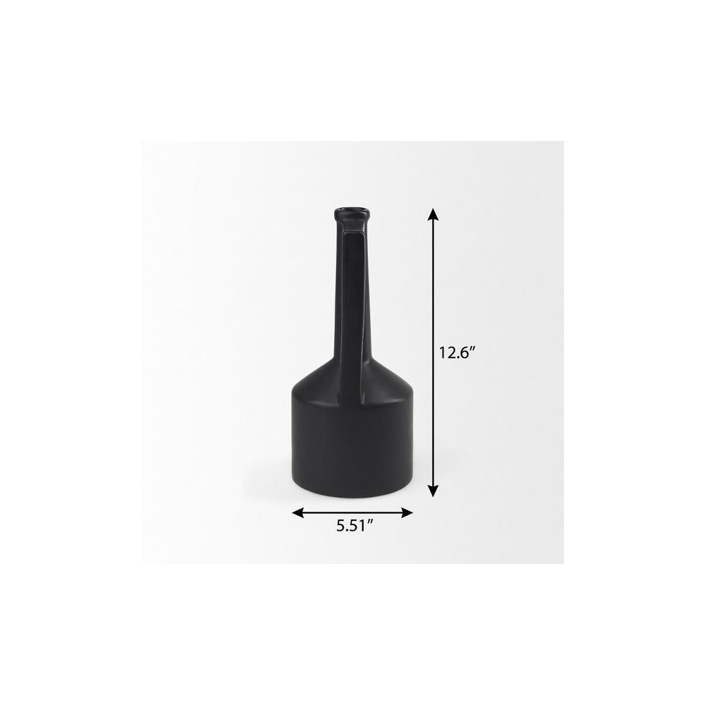 13" Black Ceramic Table Vase