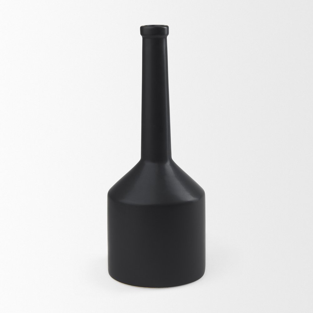 16" Black Ceramic Table Vase