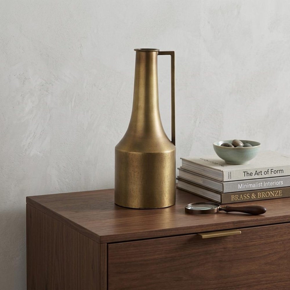 14" Gold Metal Table Vase