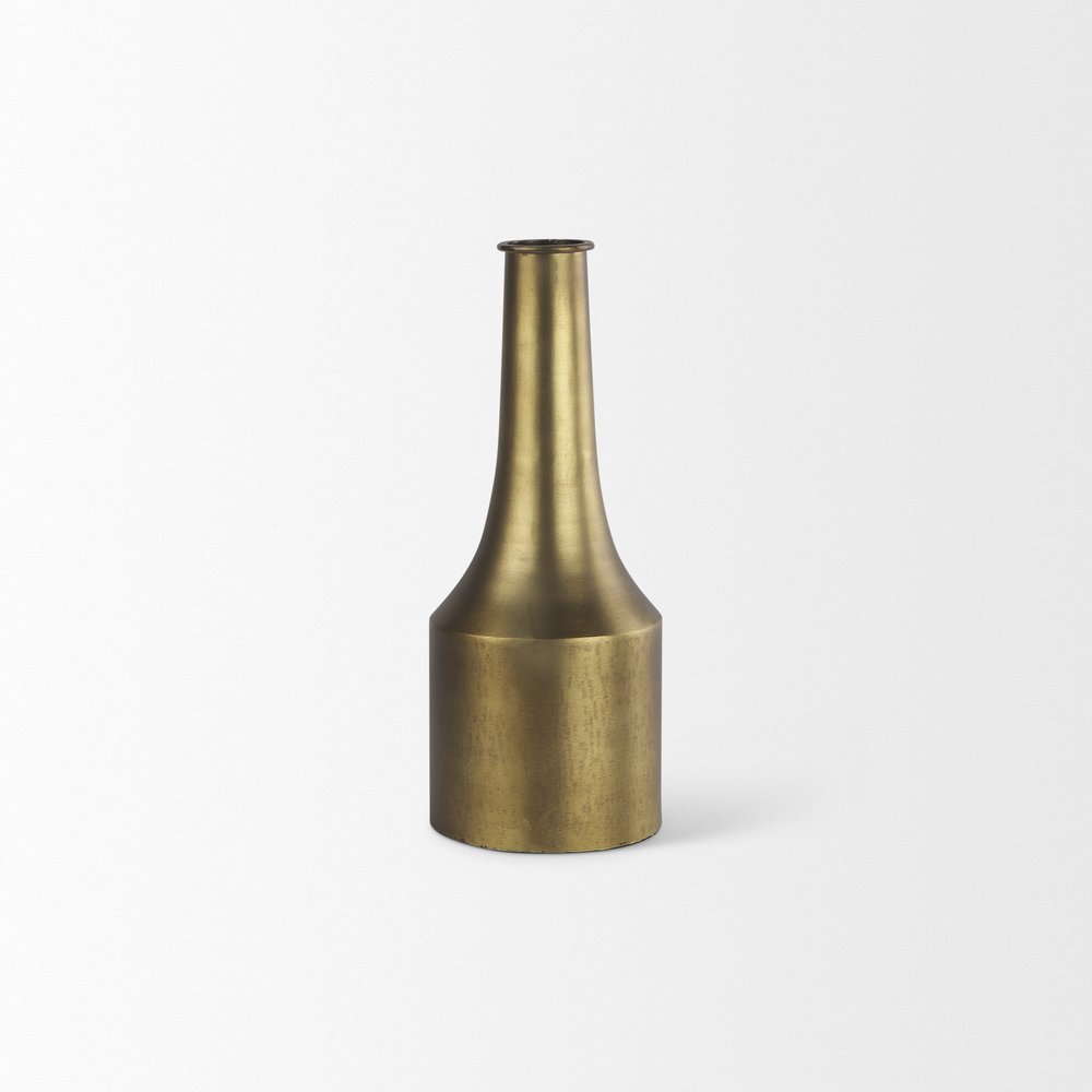 14" Gold Metal Table Vase