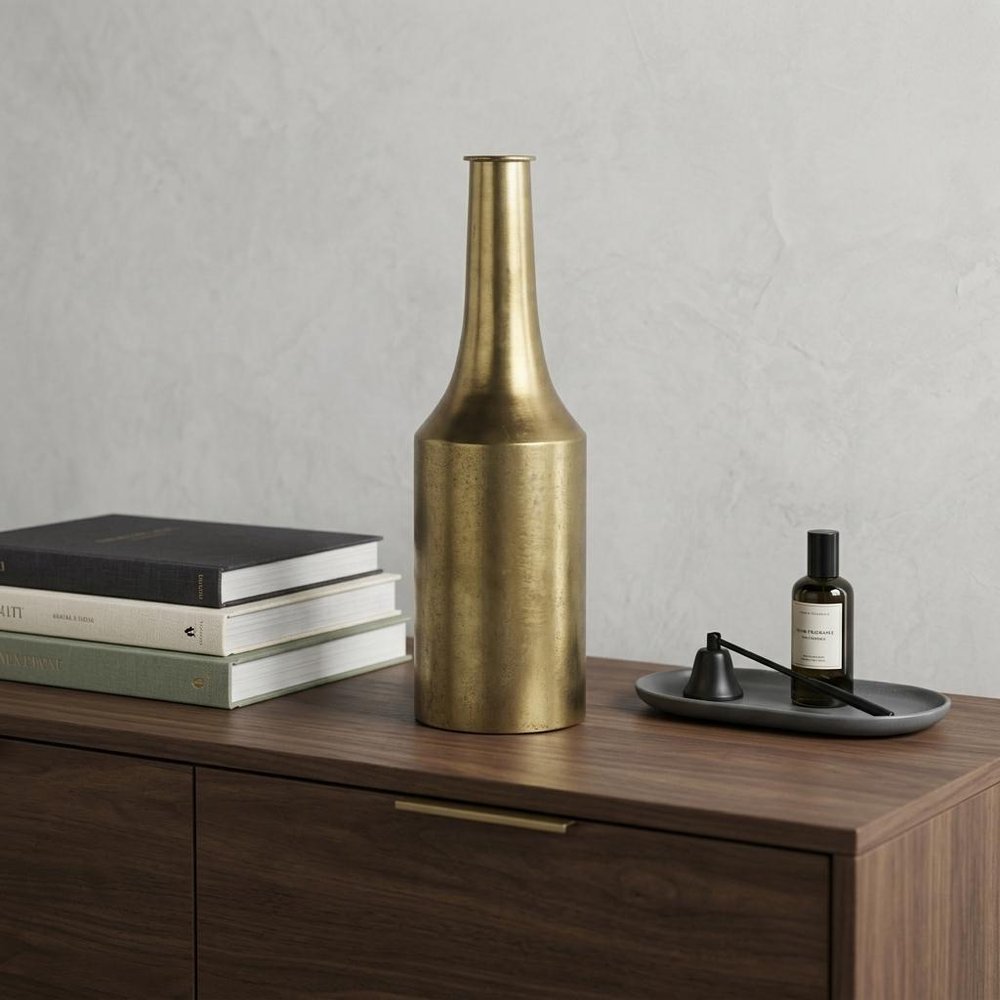 18" Gold Metal Table Vase