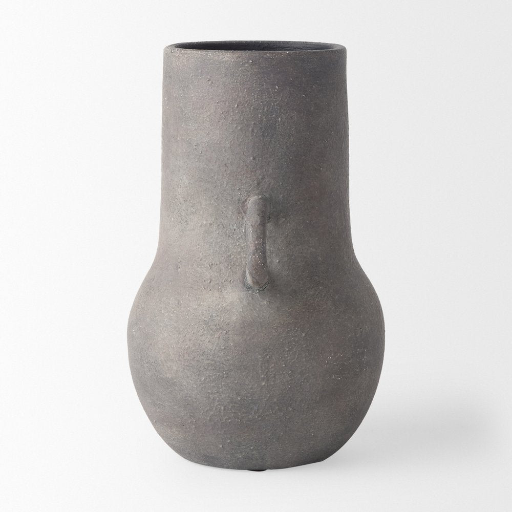 10" Brown Ceramic Amphora Table Vase