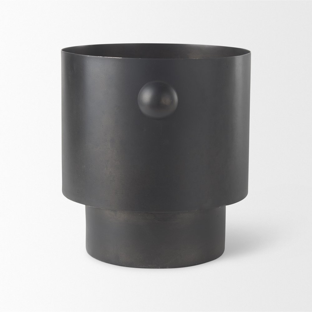 9" Black Metal Round Table Vase