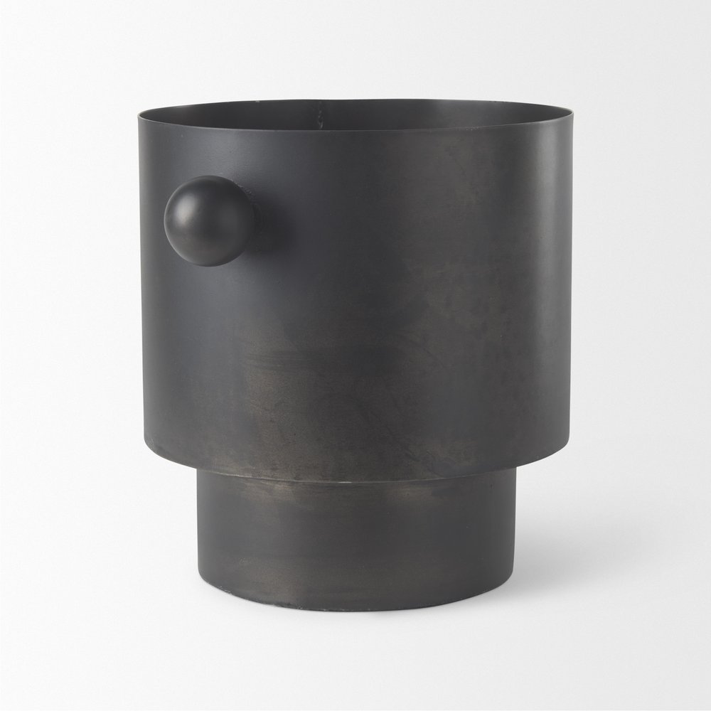 9" Black Metal Round Table Vase