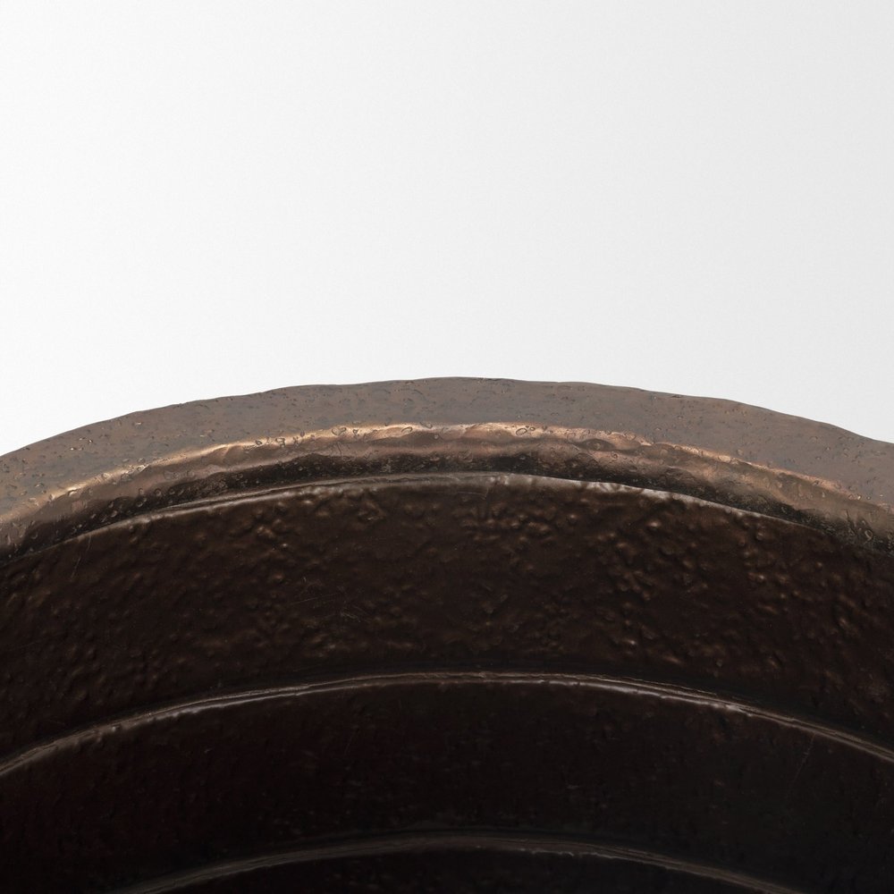 26" Antiqued Brass Metal Round Floor Vase