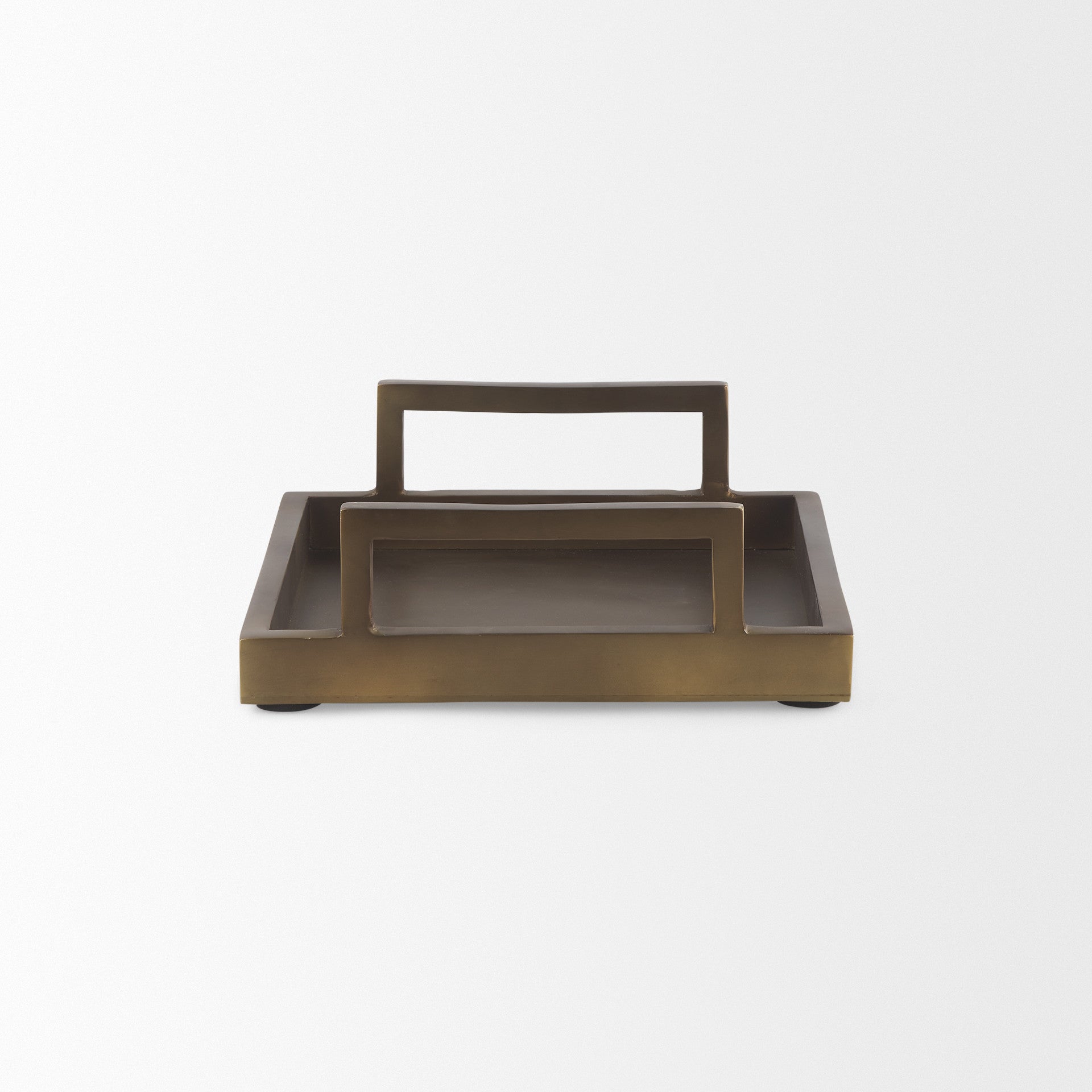 10" Gold Aluminum Hand Finished Serving Tray With Handles