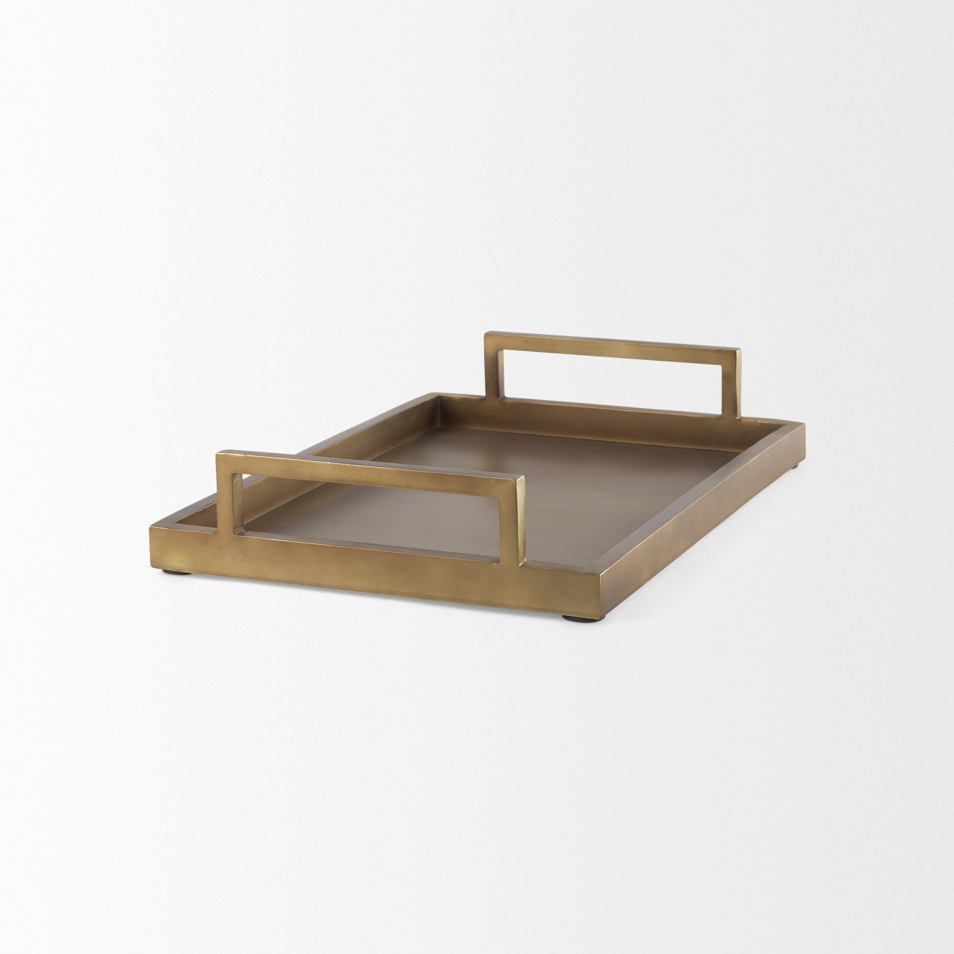 12" Gold Aluminum Hand Finished Serving Tray With Handles