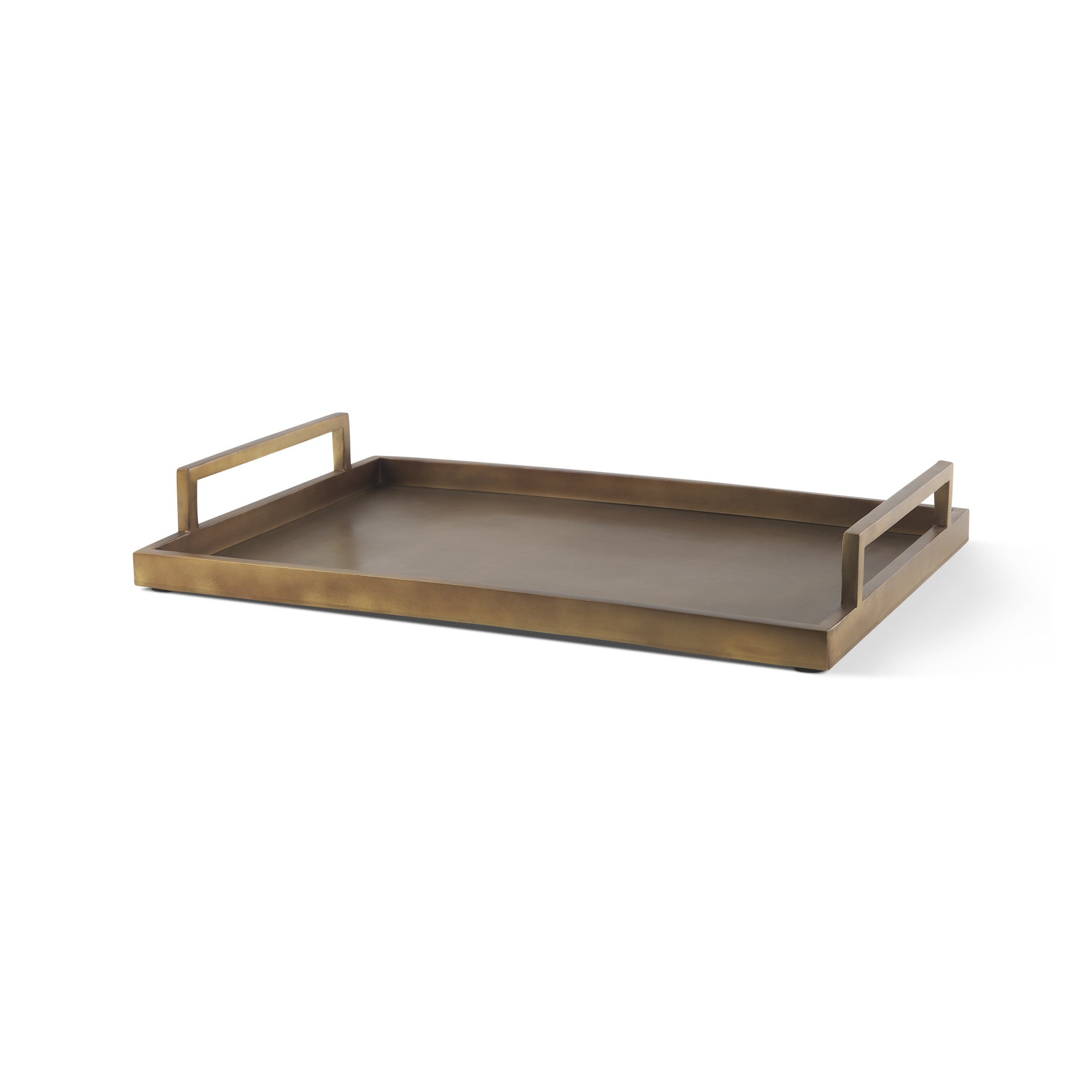 15" Gold Aluminum Hand Finished Vanity Tray With Handles