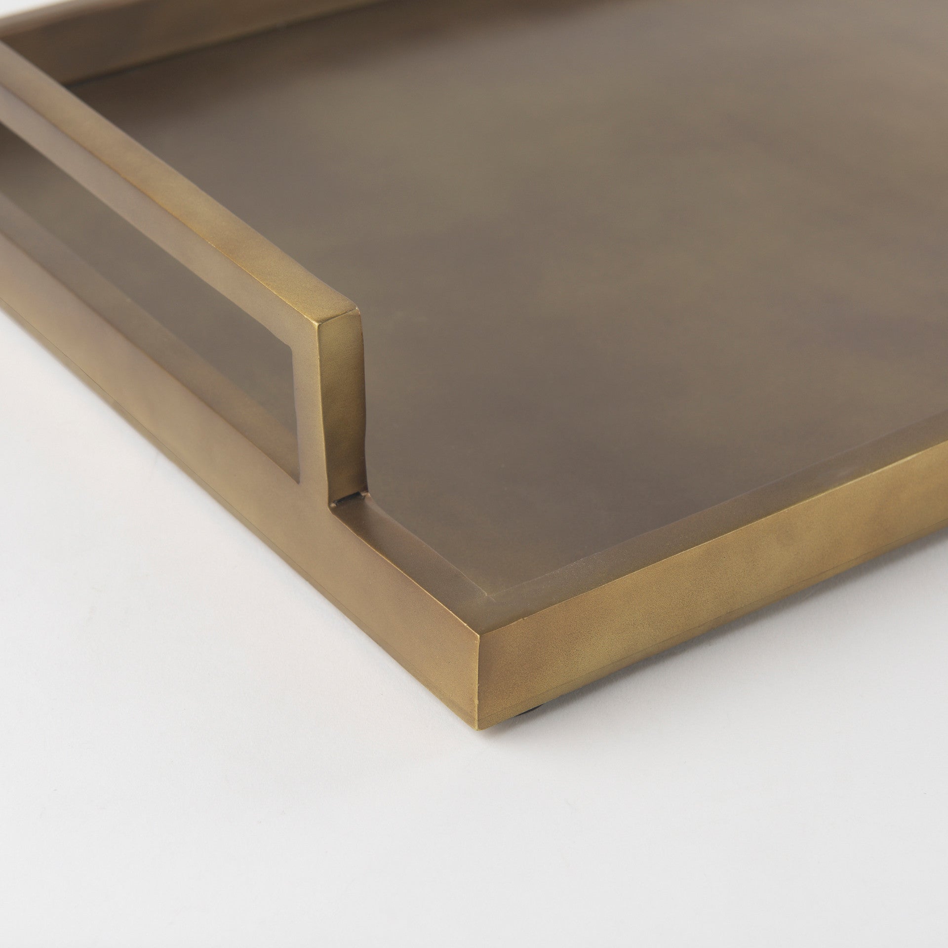 15" Gold Aluminum Hand Finished Vanity Tray With Handles