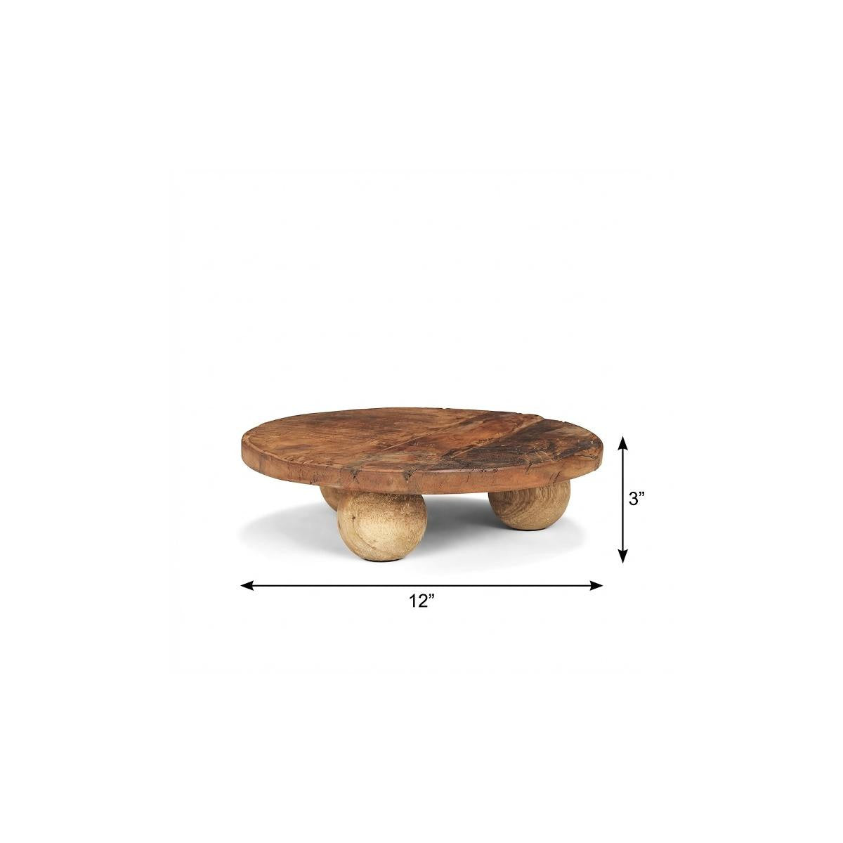 12" Brown Reclaimed Wood Hand Finished Round Riser Tray