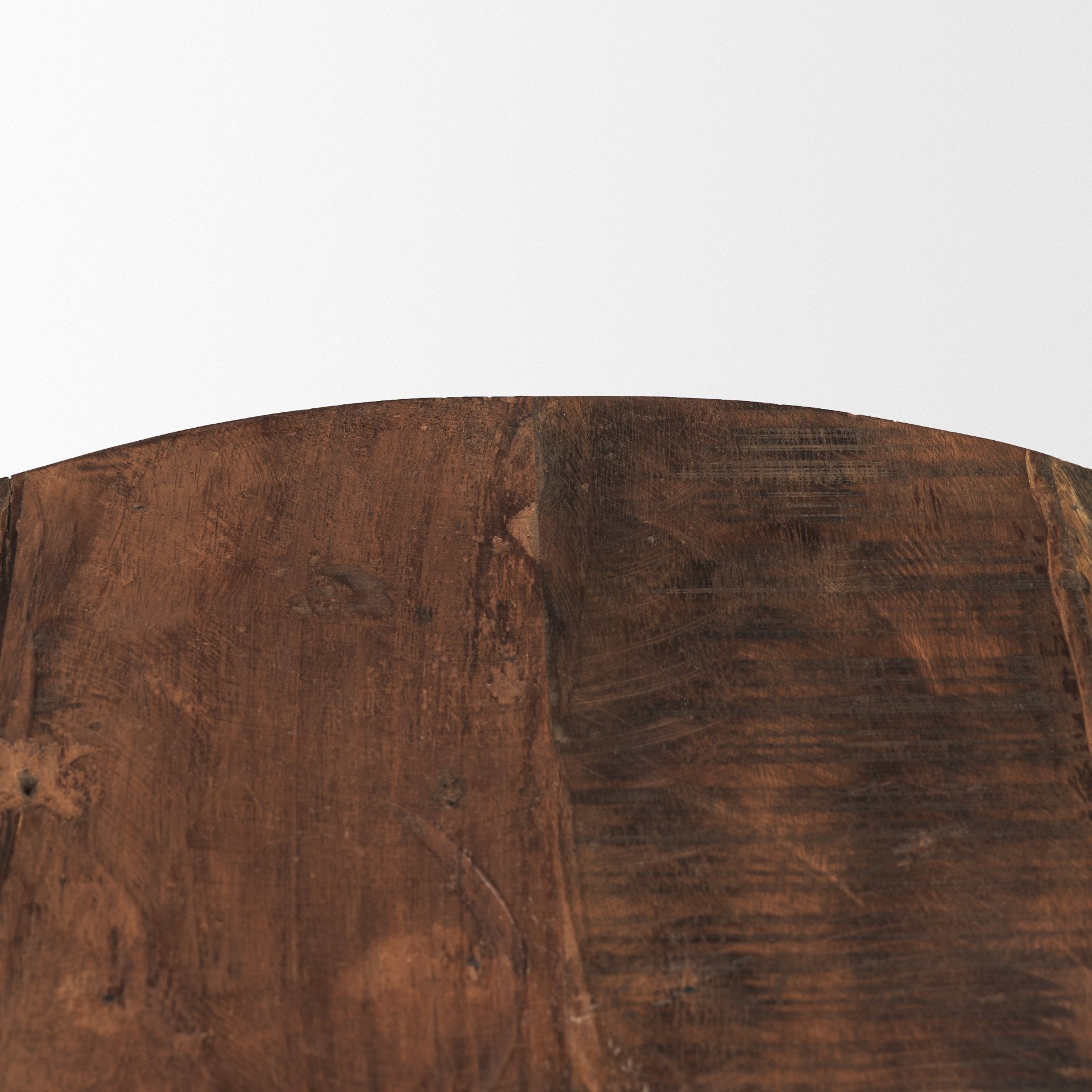 14" Brown Reclaimed Wood Hand Finished Round Riser Tray