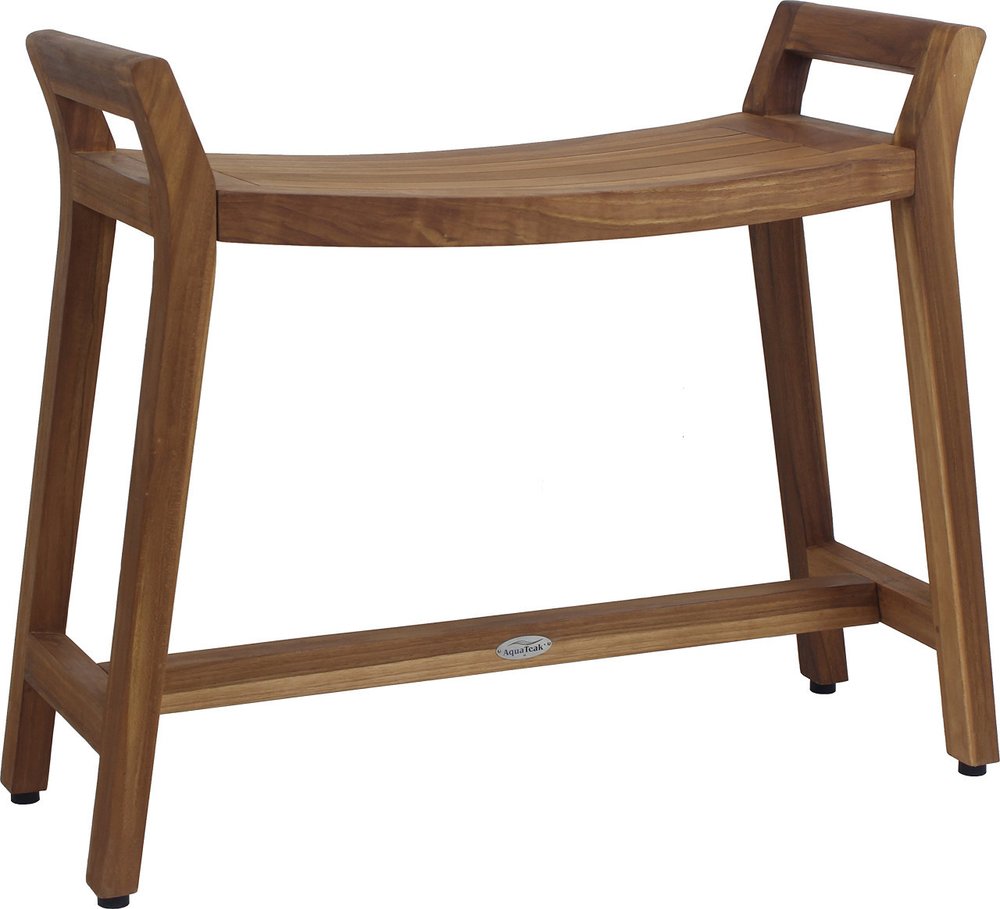 21" X 32" Brown Teak Rectangular Shower Bench