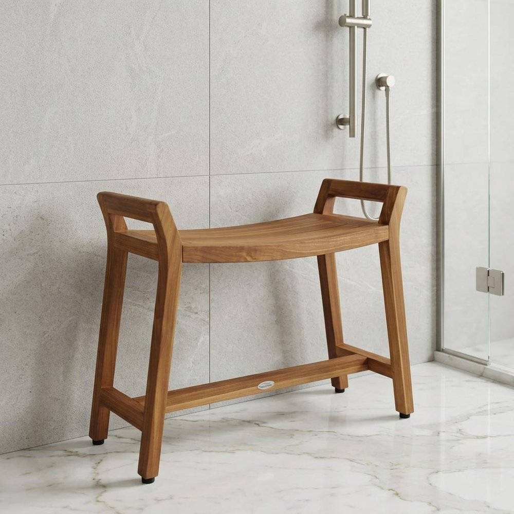 21" X 32" Brown Teak Rectangular Shower Bench